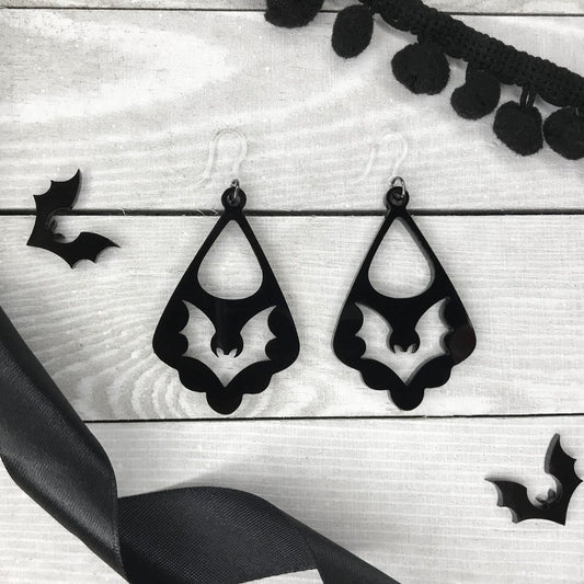 Bat Dangle Earrings, Halloween, Goth