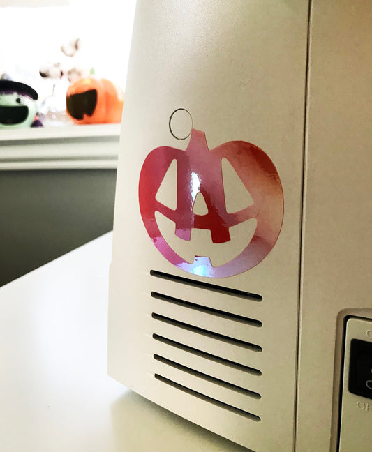 Pumpkin, Vinyl Sticker, Holographic Permanent Vinyl, Jackolantern Waterproof Vinyl Sticker