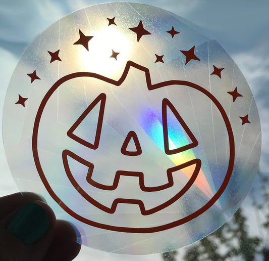 Pumpkin Sun Catcher Decal for Window / Transparent, Jackolantern Suncatcher, Halloween