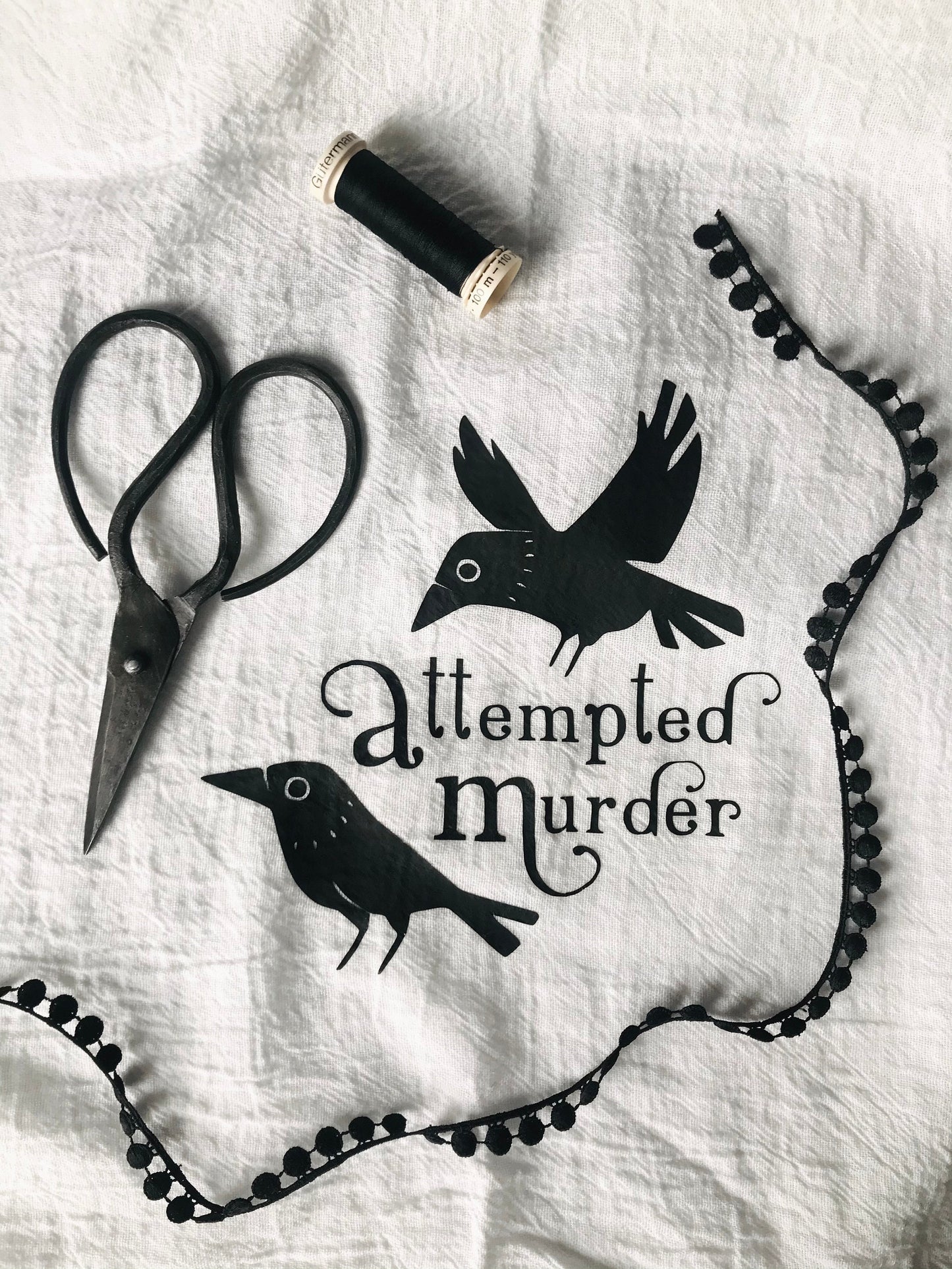 Attempted Murder Tea Towel, Flour Sack Kitchen Towel