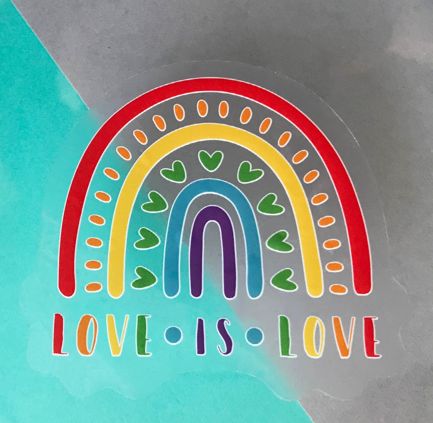 Love is Love, diCut, vinyl, waterproof sticker, Rainbow, pride, lgbtqia