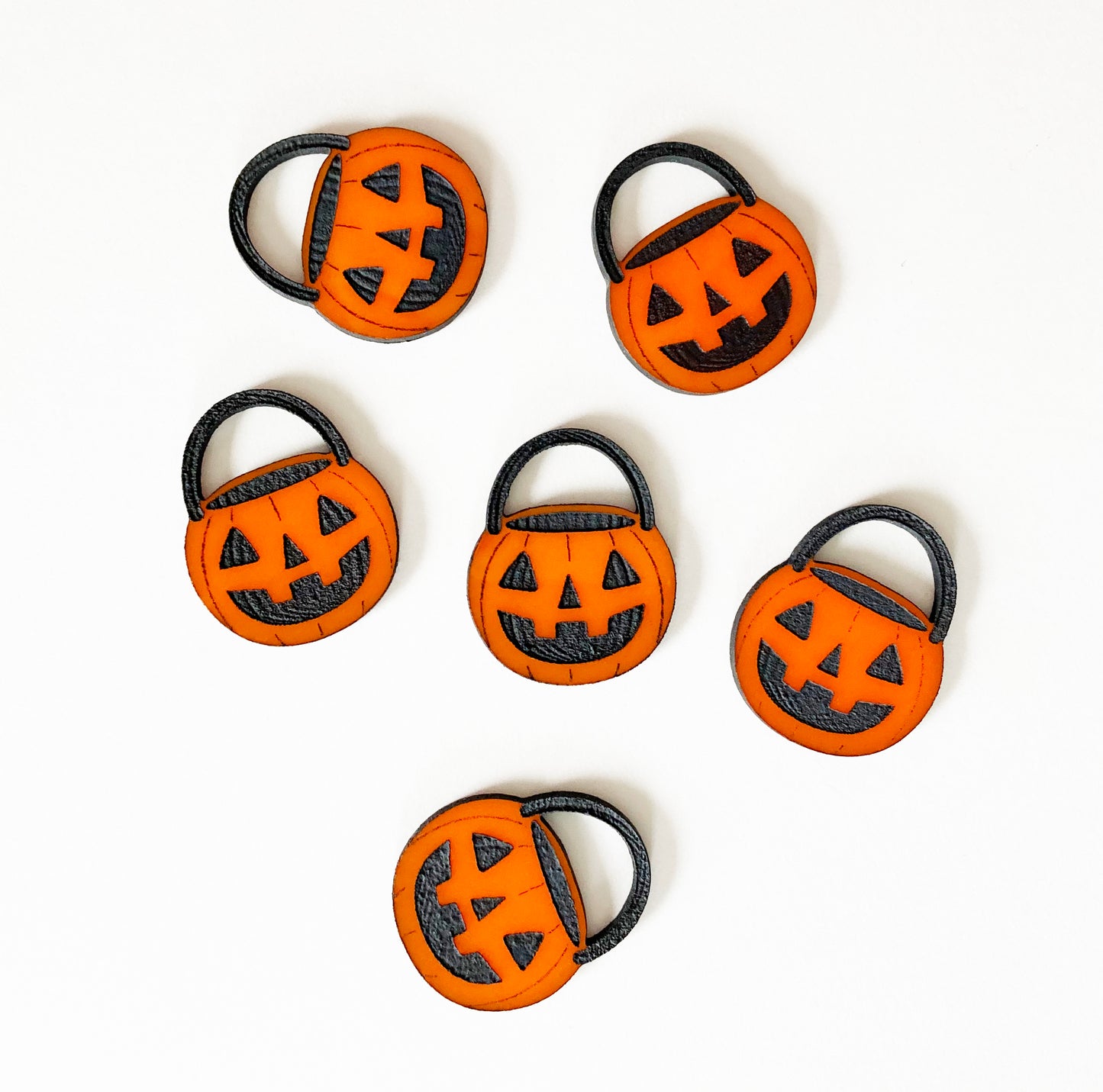 Jack O'lantern Bucket Charms, Acrylic, Orange
