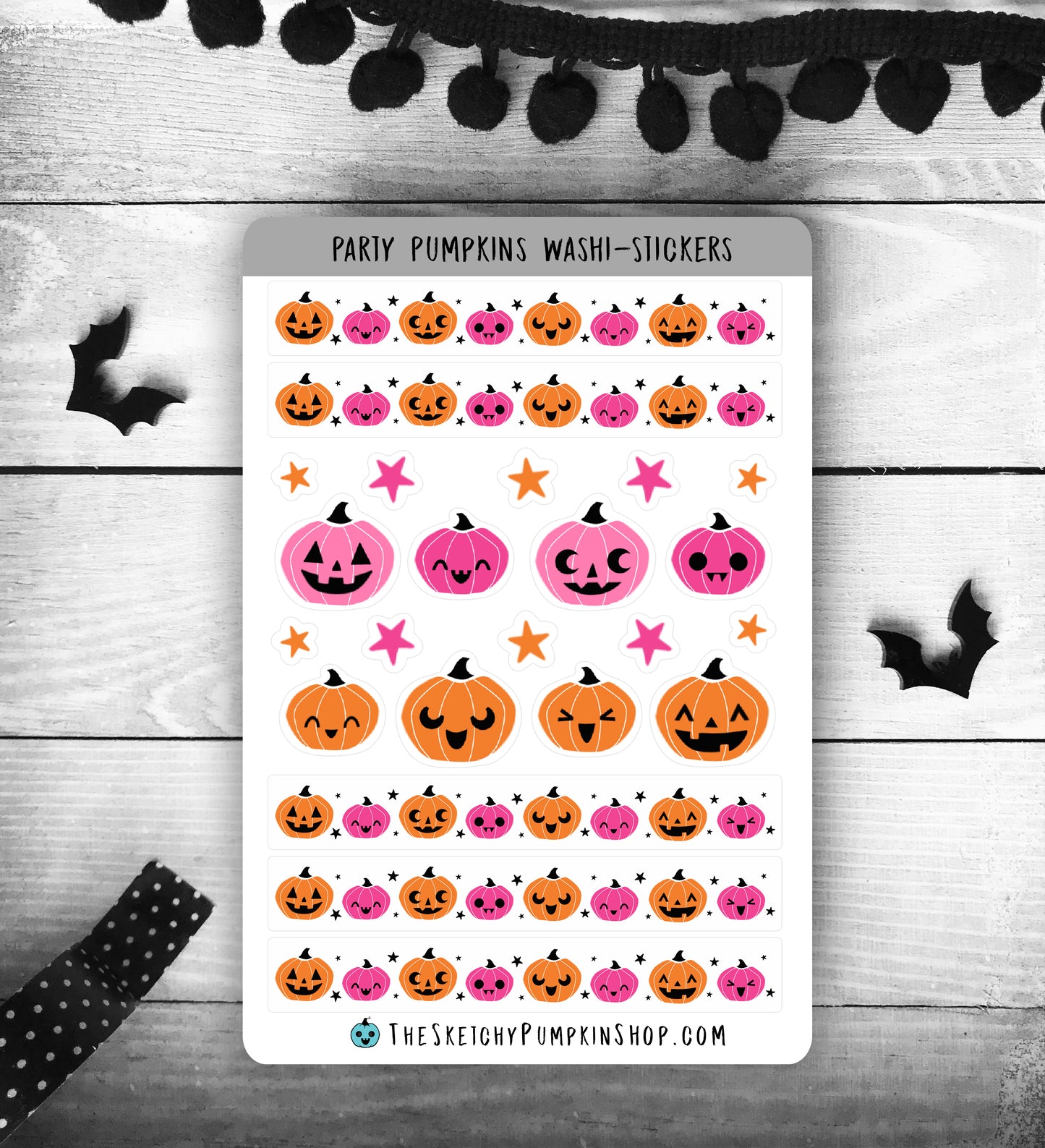 Party Pumpkin Washi-Sticker Sheet