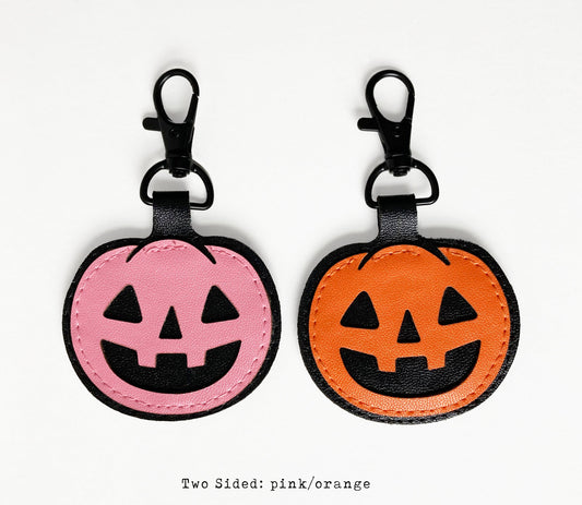 Pink/Orange Pumpkin Keychain double-sided