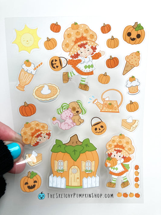 Pumpkin Spice, Transparent, Waterproof Sticker Sheet