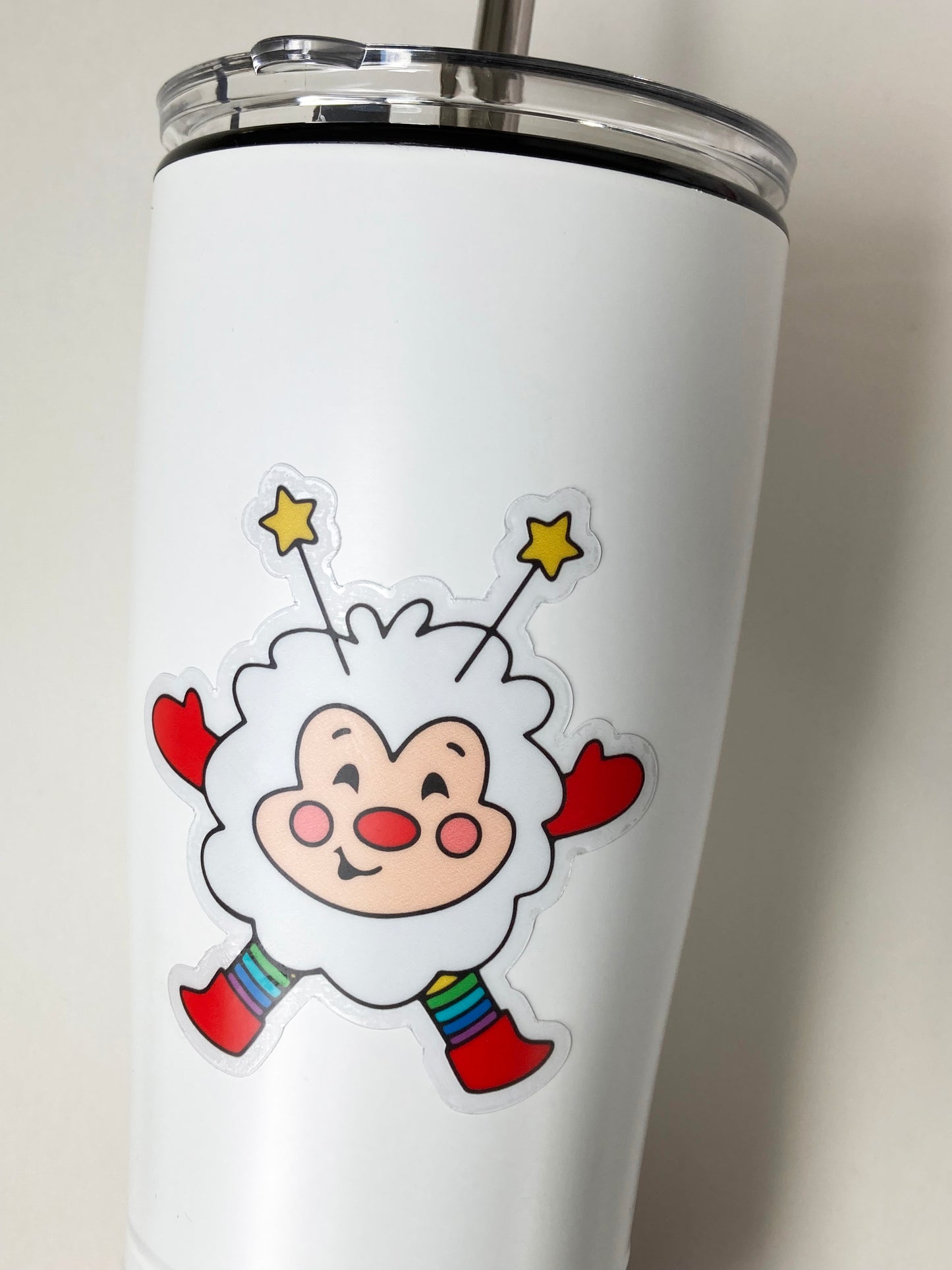 White Rainbow Sprite Vinyl Decal, Transparent Backing