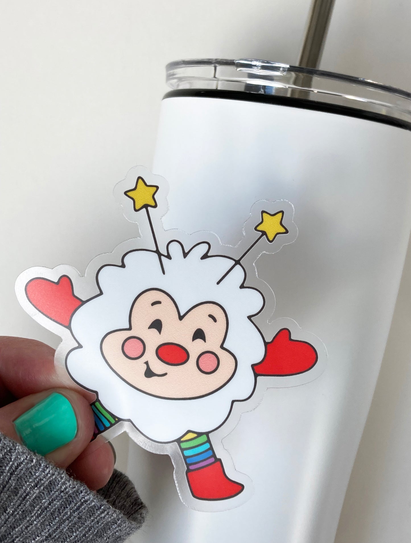 White Rainbow Sprite Vinyl Decal, Transparent Backing