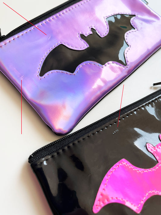 Misift Bat Holographic Faux Leather Zipper Pouch