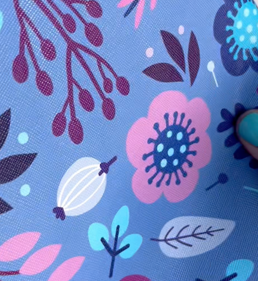 Floral Blue Large, Faux Leather Rolls