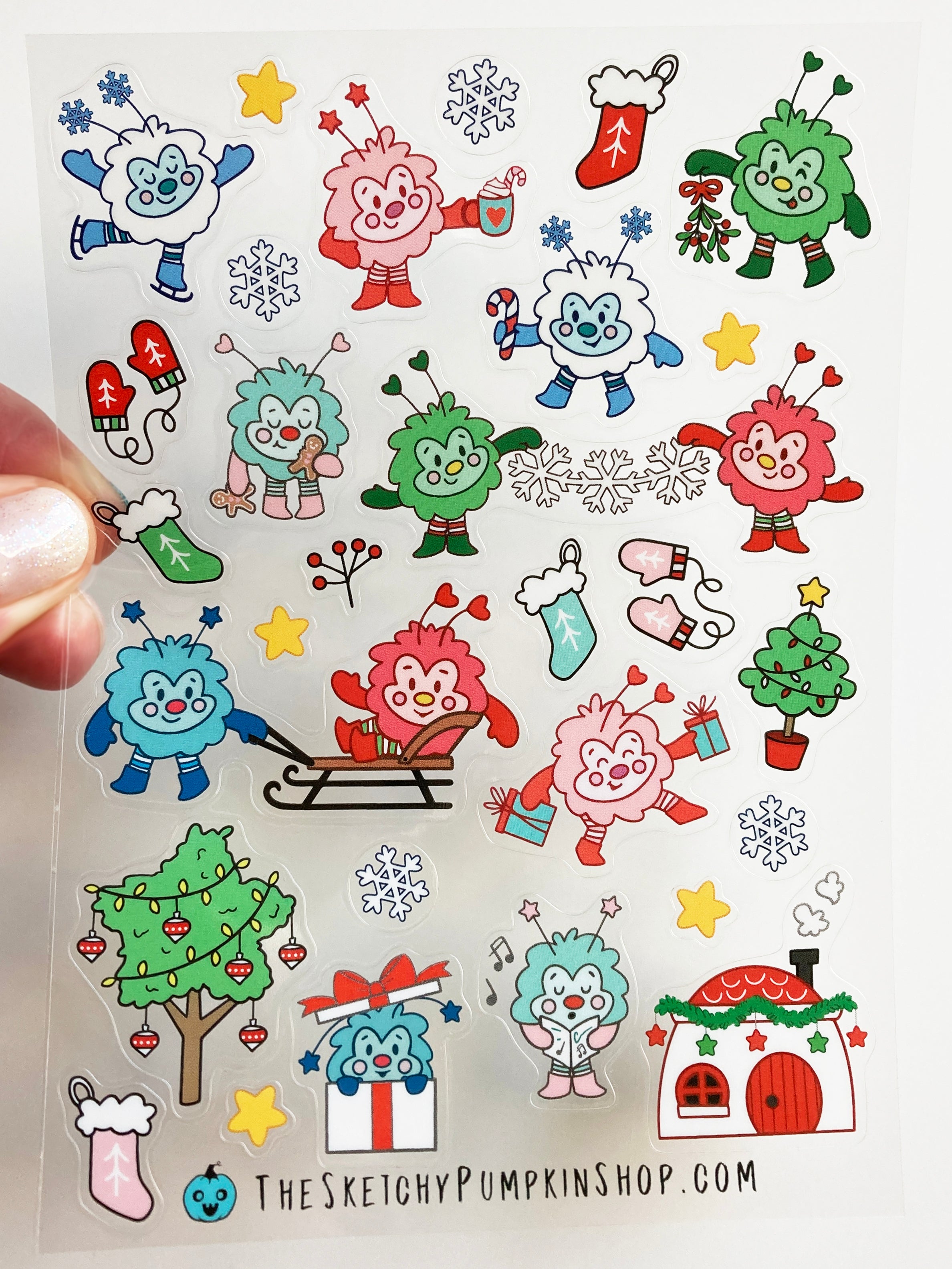 Holiday Sprite, Transparent, Waterproof Sticker Sheet – thesketchypumpkin