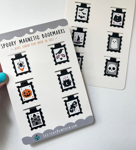 Spooky Stamp Bookmark Magnets