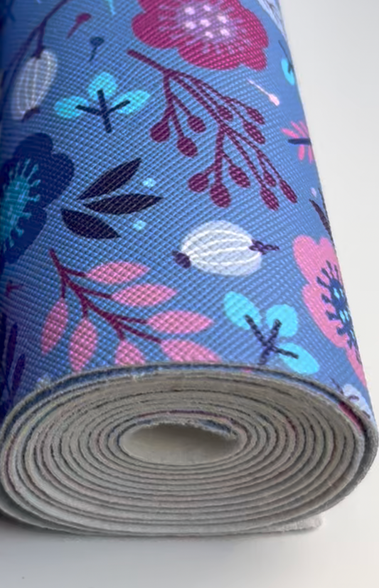 Floral Blue Small, Faux Leather Rolls
