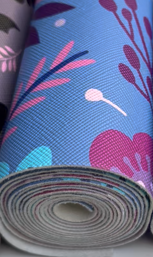 Floral Blue Large, Faux Leather Rolls