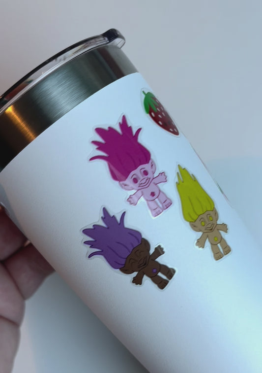 Trolls Sticker Sheet, Transparent, Waterproof