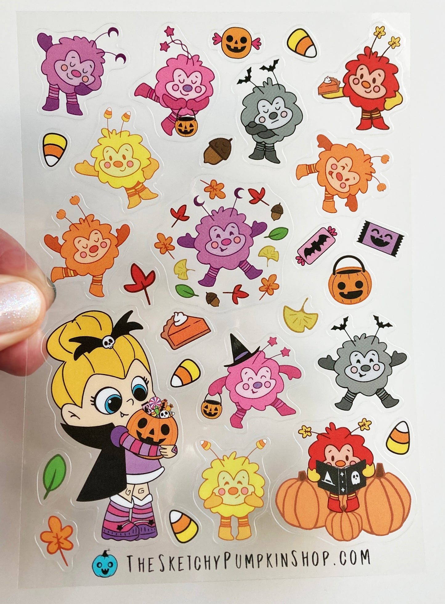 Spooky Sprite, Transparent, Waterproof Sticker Sheet