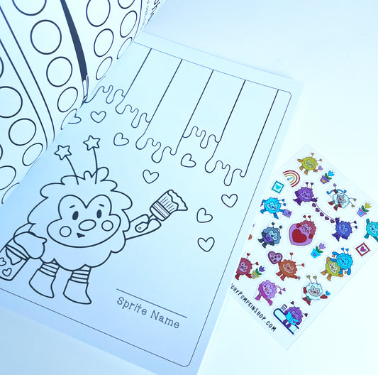 Sprite Coloring Book w/ Stickers: * Marker Friendly