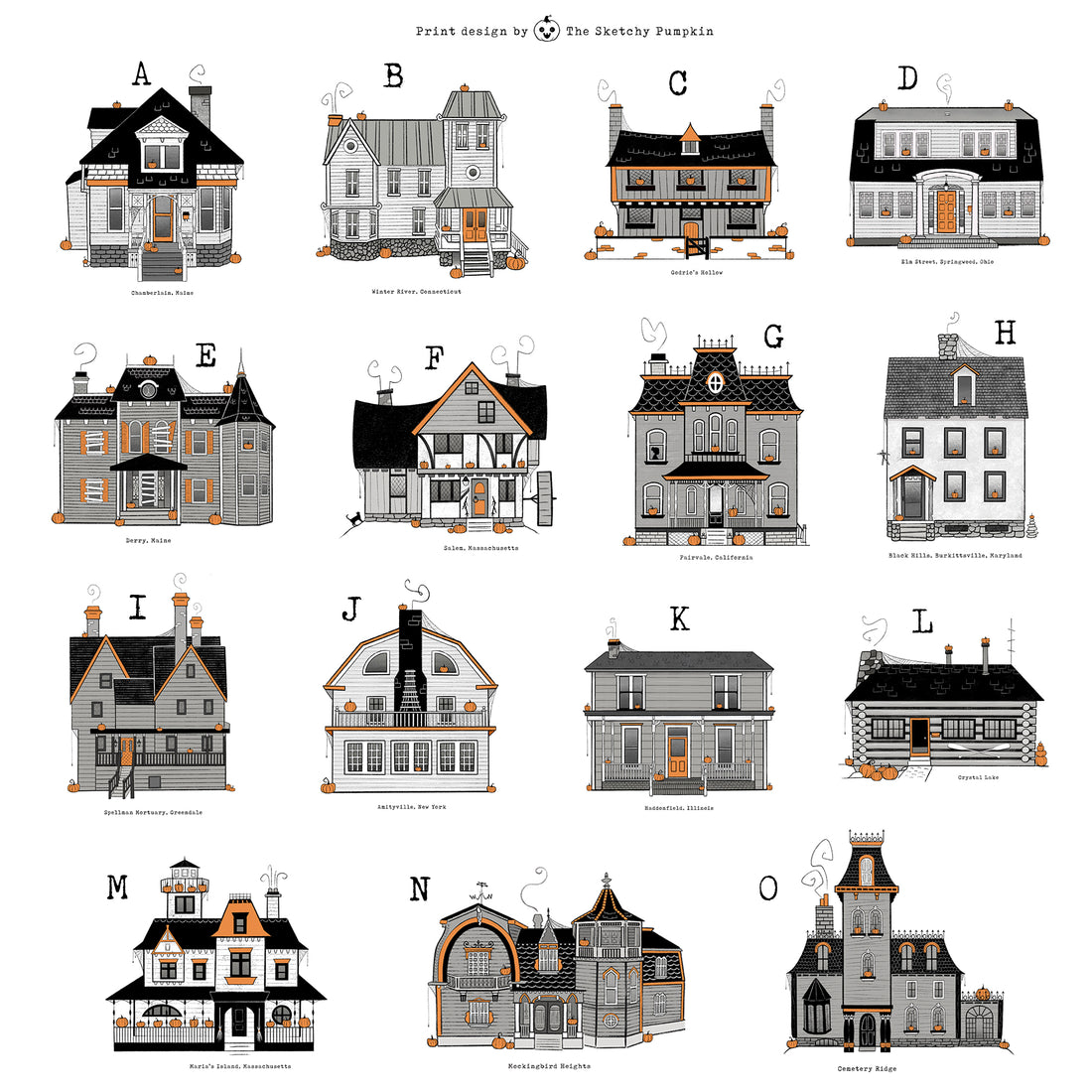 Ominous Houses Art Print-Postcards, horror, witch, film, spooky, haunt ...