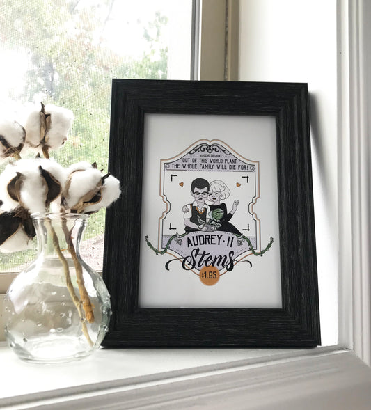 Audrey II Stems, Art Print-Post card, Vintage, snozzberrylabs, halloween, Little Shop of Horrors