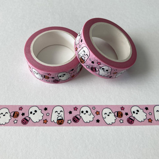 New! Halloween 2023! Pink Hex Cat Mascot Washi Tape. Cute Happy