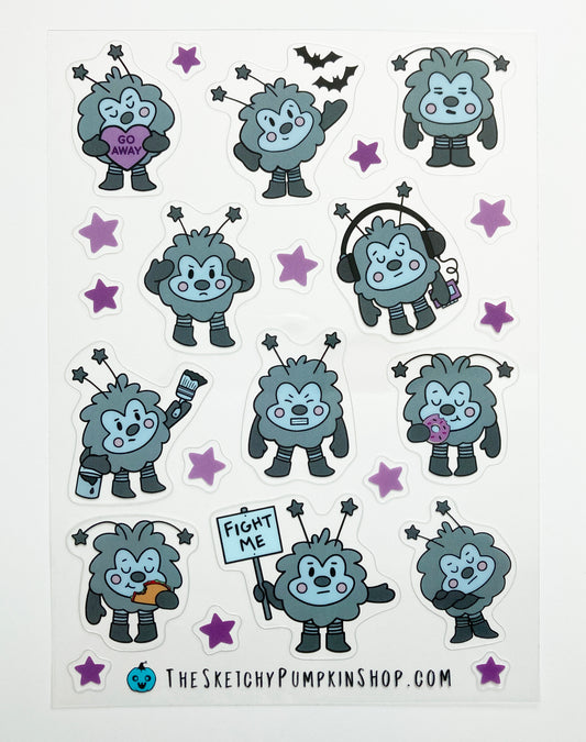 Sprite Fray, Transparent, Waterproof Sticker Sheet
