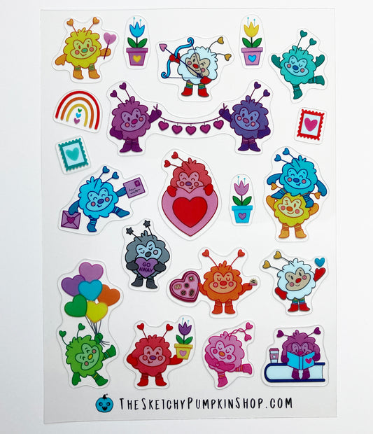 Valentine Sprite, Transparent, Waterproof Sticker Sheet