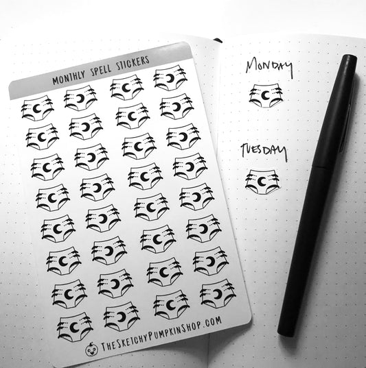 Monthly Spell Stickers, Witchy, Goth,