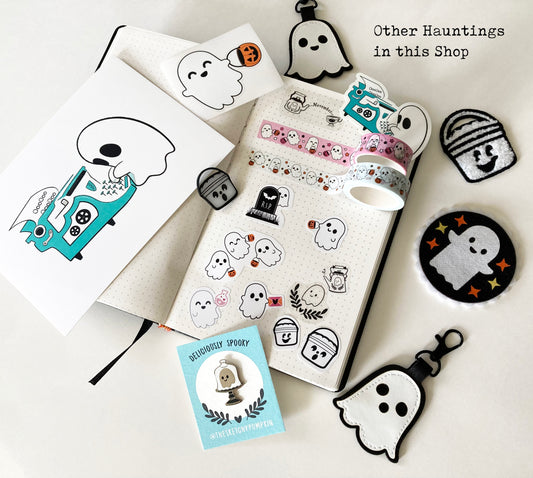 Ghosts w/ Pumpkin Buckets Washi Tape, Pink, Halloween, Fun Tape