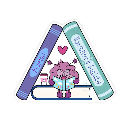 Purple Sprite Reading, Vinyl Decal, Transparent Backing