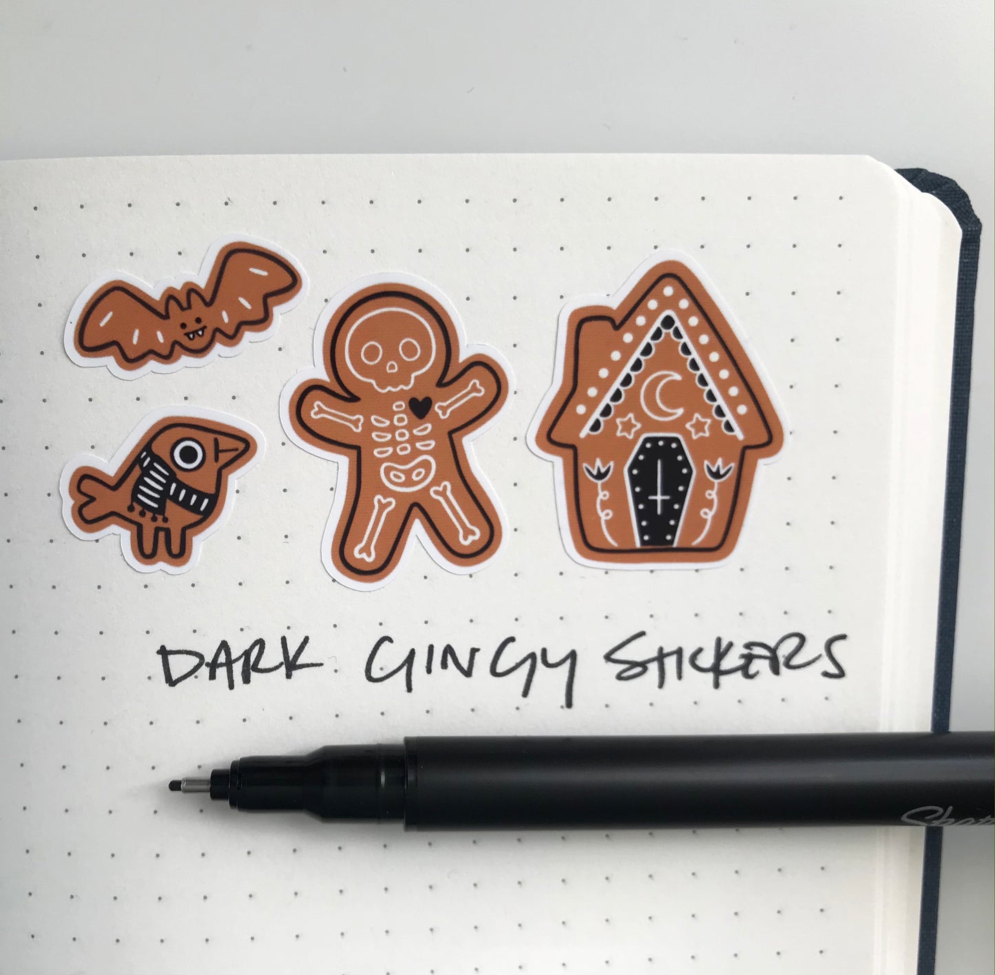 Dark Gingy Stickers, Goth, Schitt's Creek, David Rose, Gingerbread Man