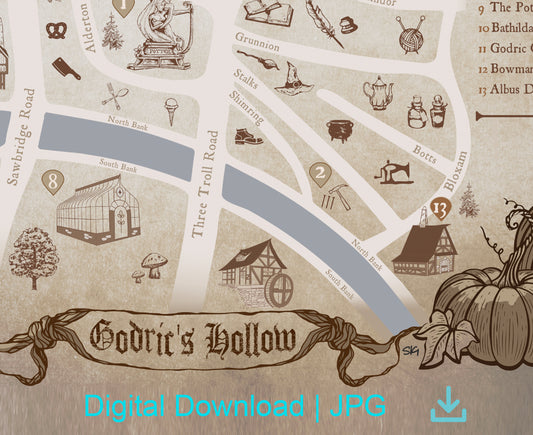 Godric's Hollow Map, Art Print, Download