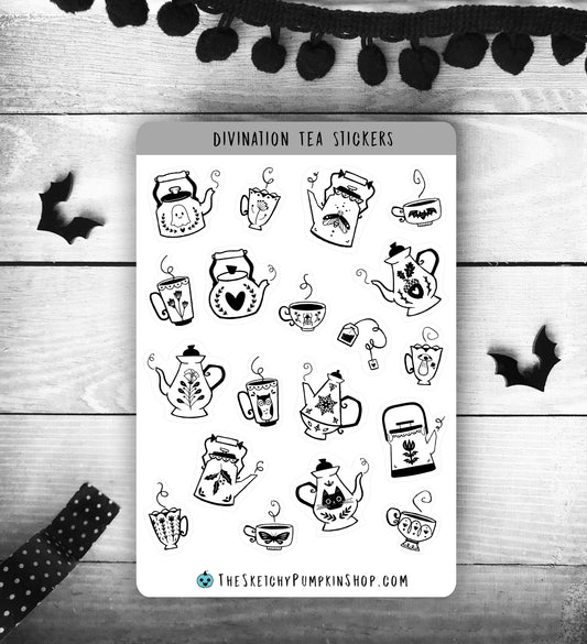 Divination Tea Stickers, 2 sheets, waterproof, transparent