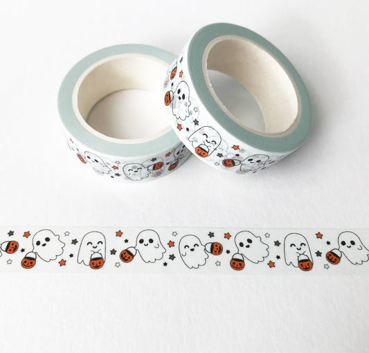 Ghosts w/ Pumpkin Buckets Washi Tape, Halloween, Fun Tape