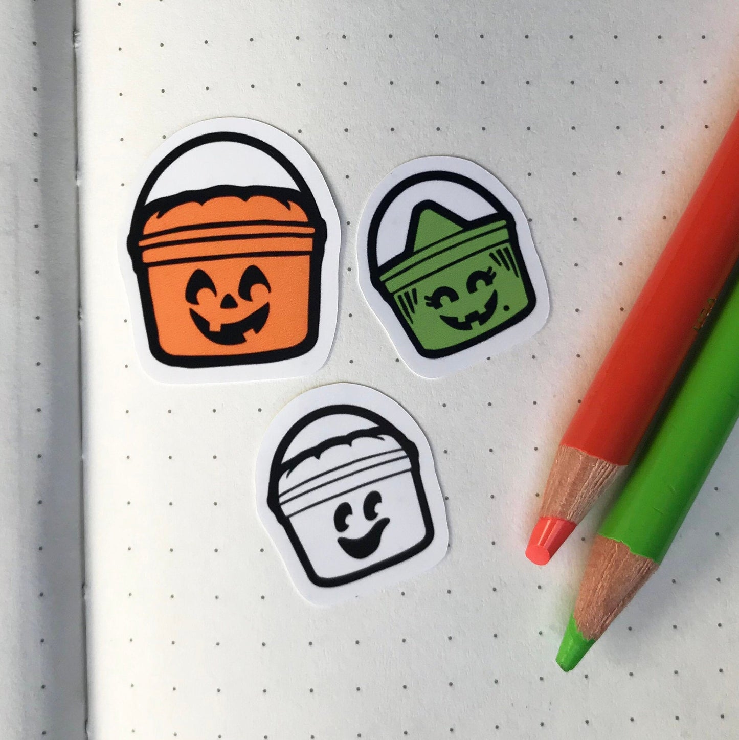 Boo Bucket Stickers, Halloween, Pumpkin, Witch, Ghost Jack O' lantern, stickers