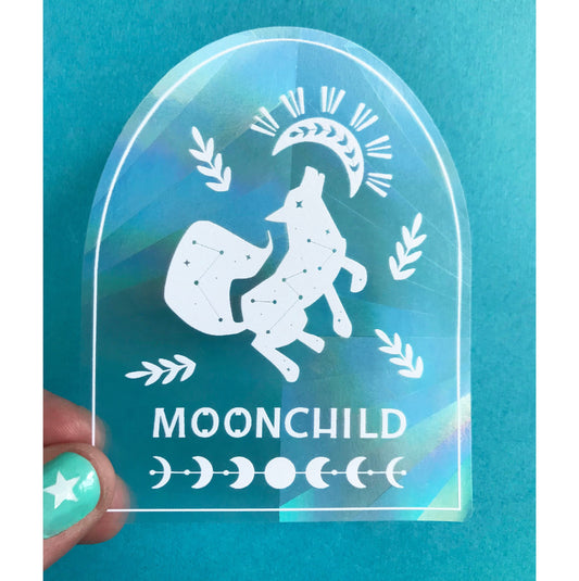 Moon Child Rainbow Sun Catcher Decal for Window / Transparent