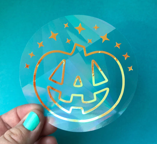 Pumpkin Sun Catcher Decal for Window / Transparent, Jackolantern Suncatcher, Halloween