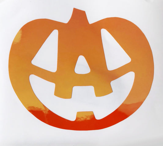 Pumpkin, Vinyl Sticker, Holographic Permanent Vinyl, Jackolantern Waterproof Vinyl Sticker