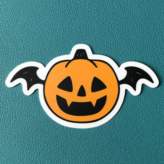 Pumpkin Bat Vinyl Sticker, Waterproof