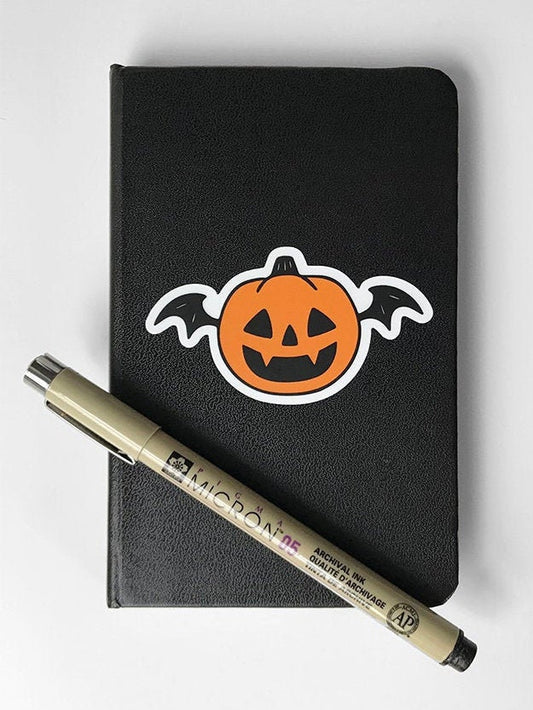 Pumpkin Bat Vinyl Sticker, Waterproof