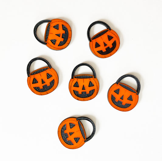 Jack O'lantern Bucket Charms, Acrylic, Orange