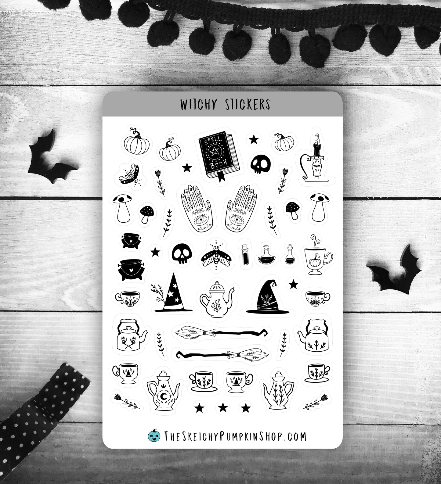 Witchy Stickers, Witchy, Coven, Sabbat, transparent, bullet journal