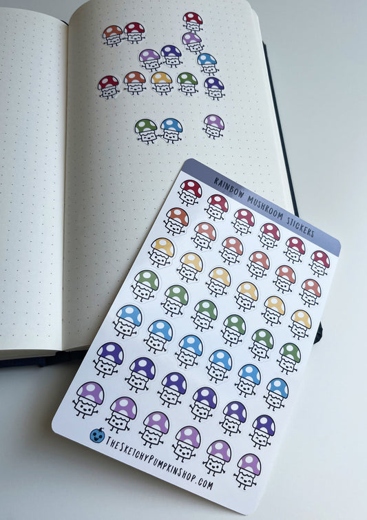 Rainbow Mushroom Sticker Sheet