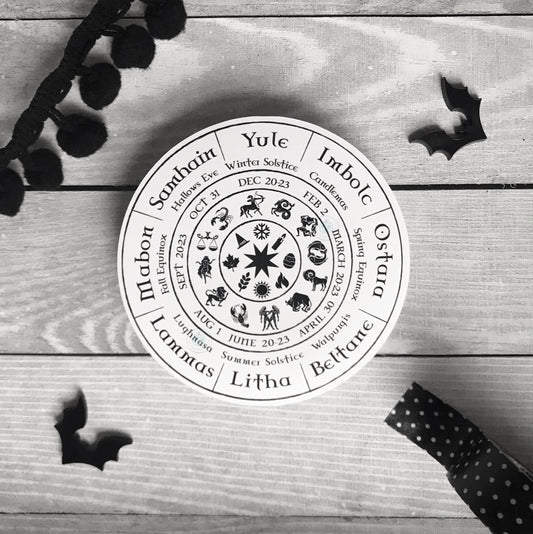 Wheel of the Year, Die Cut Vinyl, Waterproof, Stickers, Zodiac, Sabbot, Yule, Samhain, Seasons